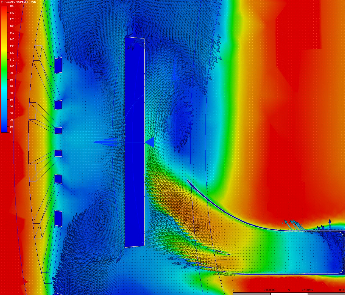 CFD velocity field — brake cooling guide airflow