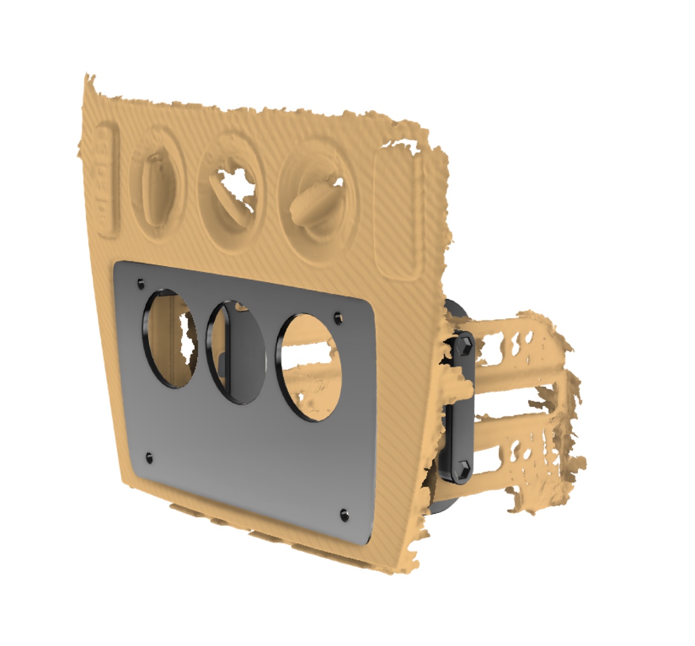 3D render of the 3-gauge panel
